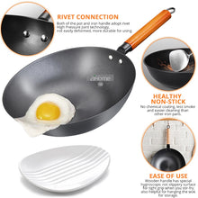 Load image into Gallery viewer, Chinese Traditional Handmade Iron Wok Non-stick Pan Non-coating Gas and Induction Cooker Cookware Kitchen pot pans