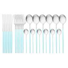 Load image into Gallery viewer, 24Pcs Gold Matte Dinnerware Cutlery Set Stainless Steel Flatware Set Dinner Kniffe Fork Spoon Silverware Set Kitchen Tableware