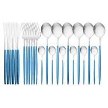 Load image into Gallery viewer, 24Pcs Gold Matte Dinnerware Cutlery Set Stainless Steel Flatware Set Dinner Kniffe Fork Spoon Silverware Set Kitchen Tableware