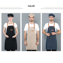 Load image into Gallery viewer, Long Apron Denim Restaurant Hotel Waist Chef Apron Bar Pub Kitchen Waiter Waitress Cook Apron Universal Cooking Hat Caps 56-58cm