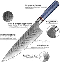Load image into Gallery viewer, XITUO Chef Knife Damascus Steel 8-inch VG 10 Sharp Gyutou Utility Slicer Cleaver Knife Resin Honeycomb Handle Kitchen Knives New