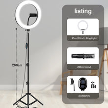 Load image into Gallery viewer, 10" 26cm LED Selfie Ring Light Photography Video Light RingLight Phone Stand Tripod Fill Light Dimmable Lamp Trepied Streaming