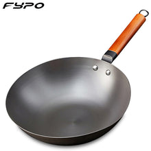 Load image into Gallery viewer, Chinese Traditional Handmade Iron Wok Non-stick Pan Non-coating Gas and Induction Cooker Cookware Kitchen pot pans