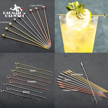 Load image into Gallery viewer, 6pcs 10.7cm-11cm Fruit Cocktail Pick Stick Stainless Steel Bar Tools Drink Stirring Sticks Martini Picks Party Wedding 3 colors