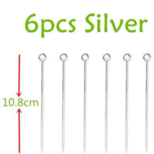 Load image into Gallery viewer, 6pcs 10.7cm-11cm Fruit Cocktail Pick Stick Stainless Steel Bar Tools Drink Stirring Sticks Martini Picks Party Wedding 3 colors