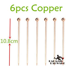 Load image into Gallery viewer, 6pcs 10.7cm-11cm Fruit Cocktail Pick Stick Stainless Steel Bar Tools Drink Stirring Sticks Martini Picks Party Wedding 3 colors