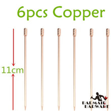 Load image into Gallery viewer, 6pcs 10.7cm-11cm Fruit Cocktail Pick Stick Stainless Steel Bar Tools Drink Stirring Sticks Martini Picks Party Wedding 3 colors