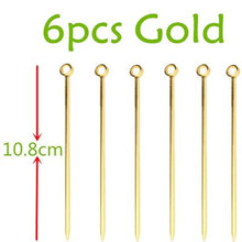 Load image into Gallery viewer, 6pcs 10.7cm-11cm Fruit Cocktail Pick Stick Stainless Steel Bar Tools Drink Stirring Sticks Martini Picks Party Wedding 3 colors