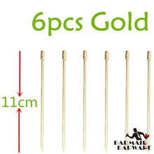 Load image into Gallery viewer, 6pcs 10.7cm-11cm Fruit Cocktail Pick Stick Stainless Steel Bar Tools Drink Stirring Sticks Martini Picks Party Wedding 3 colors