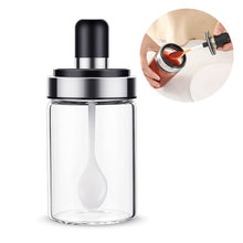 Load image into Gallery viewer, Stainless Steel Glass Seasoning Bottle Salt Storage Box Spice Jar with Spoon Kitchen Supplies For Salt Sugar Pepper Powder