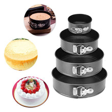 Load image into Gallery viewer, Black Carbon Steel Cakes Molds Non-Stick Metal Bake Mould Round Cake Baking Pan Removable Bottom Bakeware Cake Supplies