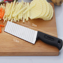 Load image into Gallery viewer, Stainless Steel Potato Chip Slicer Dough Vegetable Fruit Crinkle Wavy Slicer Knife Potato Cutter Chopper French Fry Maker Tools