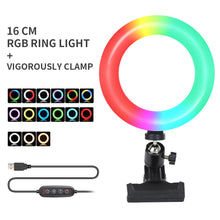 Load image into Gallery viewer, 16cmSelfie Rainbow RingLight Photography LED Rim Of Ring Lamp With Mobile Stand Round Ringlight Tripod For Phone Smartphone Live
