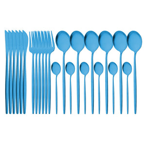 24Pcs Gold Matte Dinnerware Cutlery Set Stainless Steel Flatware Set Dinner Kniffe Fork Spoon Silverware Set Kitchen Tableware