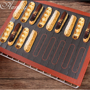 Aomily Silicone 30x40cm Double Sided Printing Baking Mat Non Stick Pastry Oven Cake Baking Perforated  Sheet Liner Pastry Mat