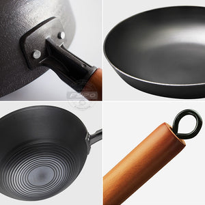 Chinese Traditional Handmade Iron Wok Non-stick Pan Non-coating Gas and Induction Cooker Cookware Kitchen pot  pans