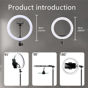 10&quot; 26cm LED Selfie Ring Light Photography Video Light RingLight Phone Stand Tripod Fill Light Dimmable Lamp Trepied Streaming