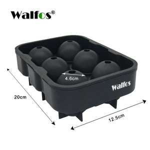 WALFOS Large Size 6 Cell Ice Ball Mold Silicone Ice Cube Trays Whiskey Ice Ball Maker 6 Silicone Molds Maker For Party Bar