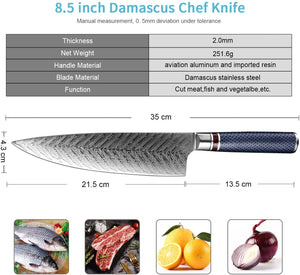 XITUO Chef Knife Damascus Steel 8-inch VG 10 Sharp Gyutou Utility Slicer Cleaver Knife Resin Honeycomb Handle Kitchen Knives New