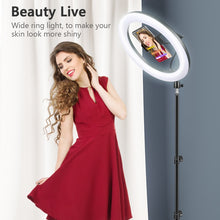 Load image into Gallery viewer, 10inch Selfie Ring Light with Optional Tripod, Photography Fill Light Led Ring Lamp Ringlight for Video Recording Live Broadcast
