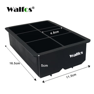 WALFOS Large Size 6 Cell Ice Ball Mold Silicone Ice Cube Trays Whiskey Ice Ball Maker 6 Silicone Molds Maker For Party Bar