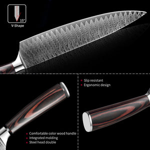 XITUO 8" Professional Chef Knife Japanese Stainless Steel Santoku Kitchen Damascus Laser pattern Vegetable slice meat cleaver CN
