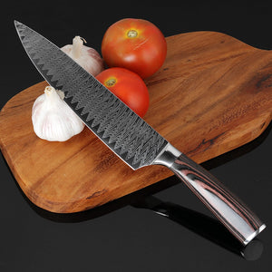 XITUO 8" Professional Chef Knife Japanese Stainless Steel Santoku Kitchen Damascus Laser pattern Vegetable slice meat cleaver CN