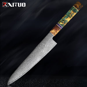 XITUO Kitchen Chef Knife 67 Layers Damascus Steel Kitchen knives Super sharp Japanese Santoku Knife Octagonal Stable Wood Handle