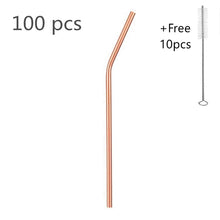 Load image into Gallery viewer, 100pcs Metal Straws Reusable 304 Stainless Steel Straws Colorful Eco-friendly Drinking Straws for Bar Party Drinkware Accessory
