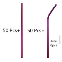 Load image into Gallery viewer, 100pcs Metal Straws Reusable 304 Stainless Steel Straws Colorful Eco-friendly Drinking Straws for Bar Party Drinkware Accessory
