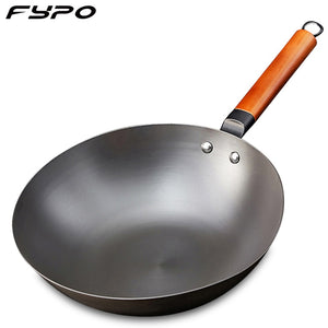 Chinese Traditional Handmade Iron Wok Non-stick Pan Non-coating Gas and Induction Cooker Cookware Kitchen pot  pans