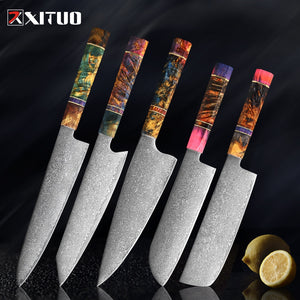 XITUO Kitchen Chef Knife 67 Layers Damascus Steel Kitchen knives Super sharp Japanese Santoku Knife Octagonal Stable Wood Handle