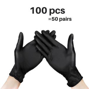 100pcs Black Nitrile Gloves 7mil Kitchen Disposable Synthetic Latex Powder free