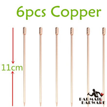 Load image into Gallery viewer, 6pcs 10.7cm-11cm Fruit Cocktail Pick Stick Stainless Steel Bar Tools Drink Stirring Sticks Martini Picks Party Wedding 3 colors
