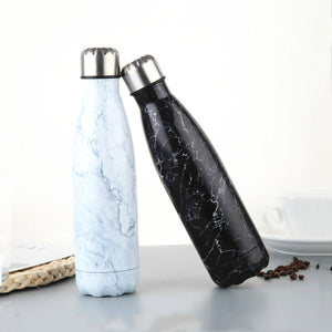 Water Bottle Stainless Steel  Sports Vacuum Insulated Thermal Outdoor Cold Hot Cup Creative Mug Marble Bottle Cover 500/350ML