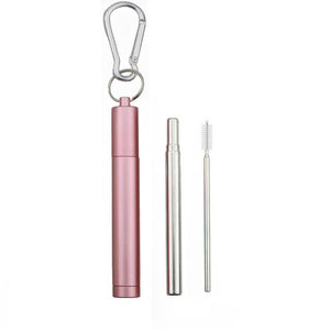 Stainless Steel Collapsible Straw Set Reusable Telescopic Drinking Straw Portable Straw For Travel Metal Drink Straw Brush