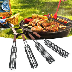 Barbecue Utensils Outdoor Portable BBQ Grilling Basket Stainless Steel Nonstick Barbecue Grill Tools Grill Mesh For BBQ Baskets