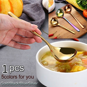 1 Pcs 304 Stainless Steel Spoon Family Soup Spoon Stainless Steel Kitchen Cooking Spoon