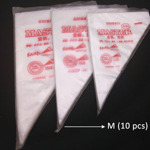 Transparent Disposable Pastry Tips Bag 10Pcs/Pack DIY Baking Accessories Cake Decorating Bag Plastic Kitchen Supplies