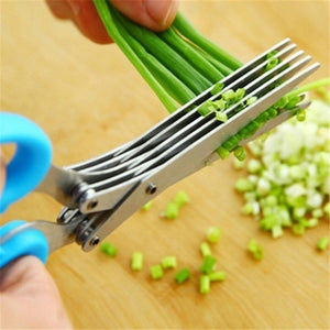 Multilayer Stainless Steel Multifunctional Knives Kitchen Scissors Chive Cutter Herb Slicer Shredded Scallion Cuter